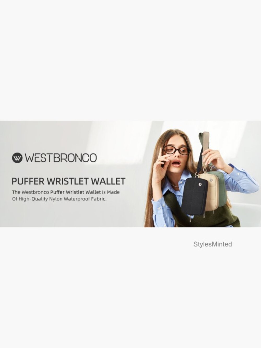 RFID Puffer Wristlet Wallet – Quilted Nylon Phone Wallet & Card Holder - Picture 7 of 7